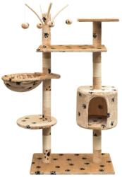 vidaXL bézs macskabútor mancsnyomokkal és szizál kaparófákkal 125 cm (170483)