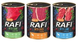 RAFI DOLINA NOTECI RAFI mix ízesítésű (szarvas, bárány, kacsa) 36x400g nedves kutyatáp