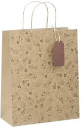 Creative ECO Delucm x Plus L 32x26x12 cm kraft fóliás levél mintás sodort füles 77532