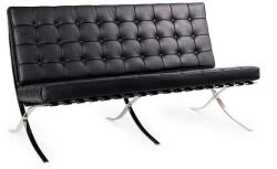 King Home Háromszemélyes kanapé BARCELON fekete - olasz valódi bőr, króm (KHM-KH1501100212)