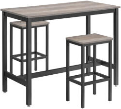 VASAGLE ALINRU Ipari Bárasztal Szett Szürke-Bézs Színben Fekete Vázszerkezettel (EUZ-LBT015B02)