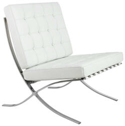 King Home BARCELON PRESTIGE PLUS karosszék fehér - olasz válogatott természetes bőr, acél (KHM-KH1501100211)