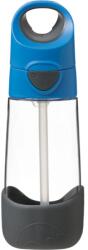 b.box Bottle with Straw kulacs szívószállal Blue Gray 450 ml