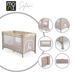 Cangaroo Safari utazóágy 1 szintes, zippes kibújóval állatmintás bézs