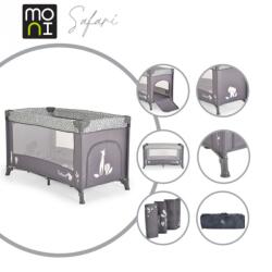 Cangaroo Safari utazóágy 1 szintes, zippes kibújóval állatmintás grafit