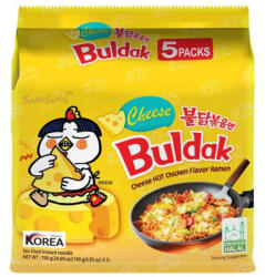 Samyang Hot Chicken Buldak Ramen , Sajtos Íz 140g (5 csomag) - Klasszikus szuper csípős Buldak ramen sajtos ízesítéssel (8801073127357x5)
