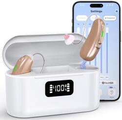 NeoHGS Digitális újratölthető hallókészülék x2 NeoHGS Premium, tiszta hangzás, kihangosító, Bluetooth, gyors töltés, egyszerű kezelés, modern design, akkumulátor kijelző tok, kihangosító (t75-75)