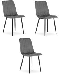  Valora JEWA szék, sötétszürke, bársony, ergonomikus kialakítás, 3 db