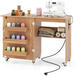 Timeless Tools Összecsukható varrógépasztal töltőállomással natúr