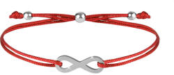 Troli Zsinór - karkötő piros/acél végtelen medállal