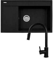 Pyramis Set - Sink PYRAMIS CAMEA (79x50) 1B 1D R + Faucet IDEA Black Edition - 070168502BE - Volcano (070168502BE) Chiuveta