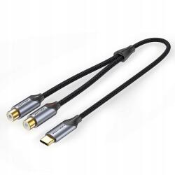 Vention Преходник Vention BGVHD, от USB-C(м) към 2x RCA(ж), 0.5m, черен (BGVHD)