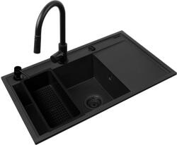 Pyramis Set - PYRAMIS CAMEA (79X50) 1B 1D L sink + IDEA BLACK EDITION mixer tap - 070168402BE - Volcano (070168402BE) Chiuveta