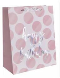 QX Ajándéktasak Happy Birthday felirattal, 26 x 32 - Rózsaszín (370399)