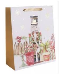 QX Ajándéktasak A diótörő mintával, 18 x 23 cm - Arany (370393)