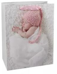 QX Rózsaszín babás ajándékzacskó - 26 x 32 cm (337746)