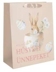 QX Nyuszi kaspóban ajándéktasak - 26 x 32 cm (370139)