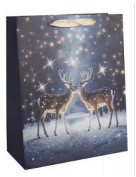 QX Ajándéktasak rénszarvas mintával - 26 x 32 cm (370434)