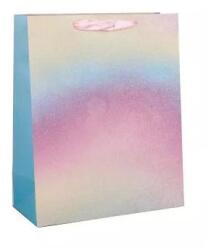 QX Glitteres szivárványos ajándékzacskó - 26 x 32 cm (339511)