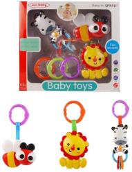  Bébi csörgõ klt. , 3 db fig. + akasztók, 29x27 cm dob