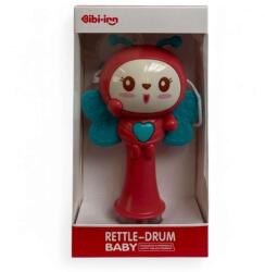  Bébi csörgõ, el. , dobolós, rágóka, 2 szín, 10x19 cm dob