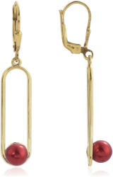  Arannyal Bevont Ezüst Fülbevaló Vörös Édesvízi Gyönggyel, XELP21