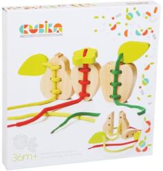 Cubika 14811 Fructe - set de 3 jucării de dantelă din lemn - 6 elemente din lemn, 3 șireturi (MA1-14811)