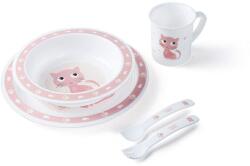 Canpol babies Пластмасов комплект за хранене Canpol - Happy Animals, Розов (4/401_pin)