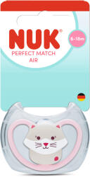 Nuk Силиконова залъгалка NUK - Perfect Match Air, Коте с кутия за стерилизиране, 6-18 m (10176342)