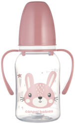 Canpol babies Бебешко шише с дръжки Canpol - Cute Animals, 120 ml, Розово (11/823_pin)