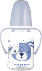 Canpol babies Бебешко шише с дръжки Canpol - Cute Animals, 120 ml, Синьо (11/823_blu) - kindermarket
