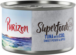 Purizon 12x140g Purizon Superfoods Tohnal, tőkehal, édesburgonya & alma nedves kutyatáp