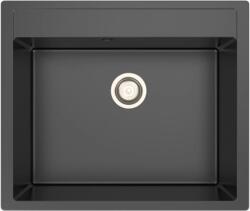 Kevmil Milan gránit egymedencés mosogatótál csaplyukkal 600 x 500 mm - fekete (miln-fekete)