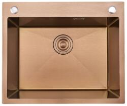 Kevmil MEX 600.500 Exkluzív design extra mély egymedencés rozsdamentes mosogató adagolóval 60 x 50 x 23 cm - Copper (mex-600x500-copper)