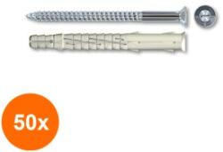 Tecfi Set 50 x Diblu din Nailon 10 X 80 si Holzsurub cu Cap Tesit, Otel Zincat - 7 X 85 (COR-50xT.VS1110080S)