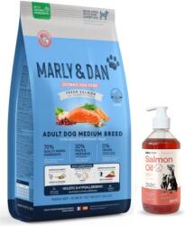  marka niezdefiniowana Marly & Dan felnőtt kutyáknak, közepes testű fajtáknak, friss lazacból készült, holisztikus és hipoallergén 12 kg száraz eledel + LAB V lazacolaj kutyáknak és macskáknak 500 ml