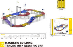 Mamido Mágneses építőkészlet versenyautós pálya elektromos kisautóval 160 darab L MT1471 (MT1471) - jatekokminiszteriuma