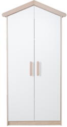 Roba Fehér-natúr színű gyerek ruhásszekrény tölgyfa dekorral 96x190x50 cm Cabane - Roba