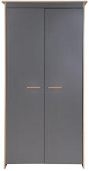 Roba Antracitszürke-natúr színű gyerek ruhásszekrény tölgyfa dekorral 50x190x96 cm Anna - Roba