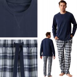 Atlantic férfi pizsama, hosszú, Flanel Nadrág, megkötős, zsebes, sötétkék, XL (895782-granatowy-szary.XL)