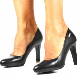 Sergio Leone Magassarkú Cipő, Size 38, bőr talpbetét, fekete (1457 CZARNY MAT)