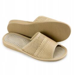 Nowo Női papucs, öko bőr, természetes bőr talpbetét, bézs, Size 36-41 (K-1187)