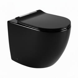 Welland Primo-Max Rimless padlóra szerelhető WC csésze + soft-close slim WC ülőke - fekete - miniwebshop