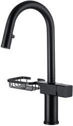 Welland FH-3405-5 mosogató csaptelep - kihúzható multifunkciós fej - tároló rekesz (fekete)