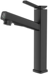 Welland FH-4400 kihúzható fejes magasított mosdó csaptelep - vízhőfok kijelző (fekete)