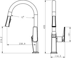 Welland FH-3425 mosogató smart csaptelep - kihúzható multifunkciós fej - vízhőfok kijelző (szürke)