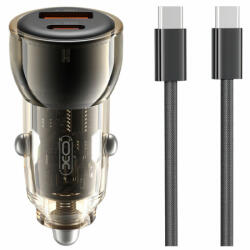 XO CC60 szivargyújtós autós töltő + USB-C töltőkábel, fekete (3A, 1 x USB-A, 1 x USB-C)