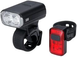 BBB Cycling BLS-265 NanoStrike 500 Combo USB-ről tölthető lámpa szett (első és hátsó), gumipántos, 500/20 lumen, fekete