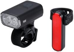 BBB Cycling BLS-266i NanoStrike 700i Combo USB-ről tölthető lámpa szett (első és hátsó), gumipántos, 700/80 lumen, fekete
