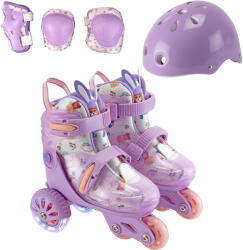 Action Kezdők Roller szett, sisakkal, könyök/térd védő, állítható, S méret (31-34), lila 34 lila